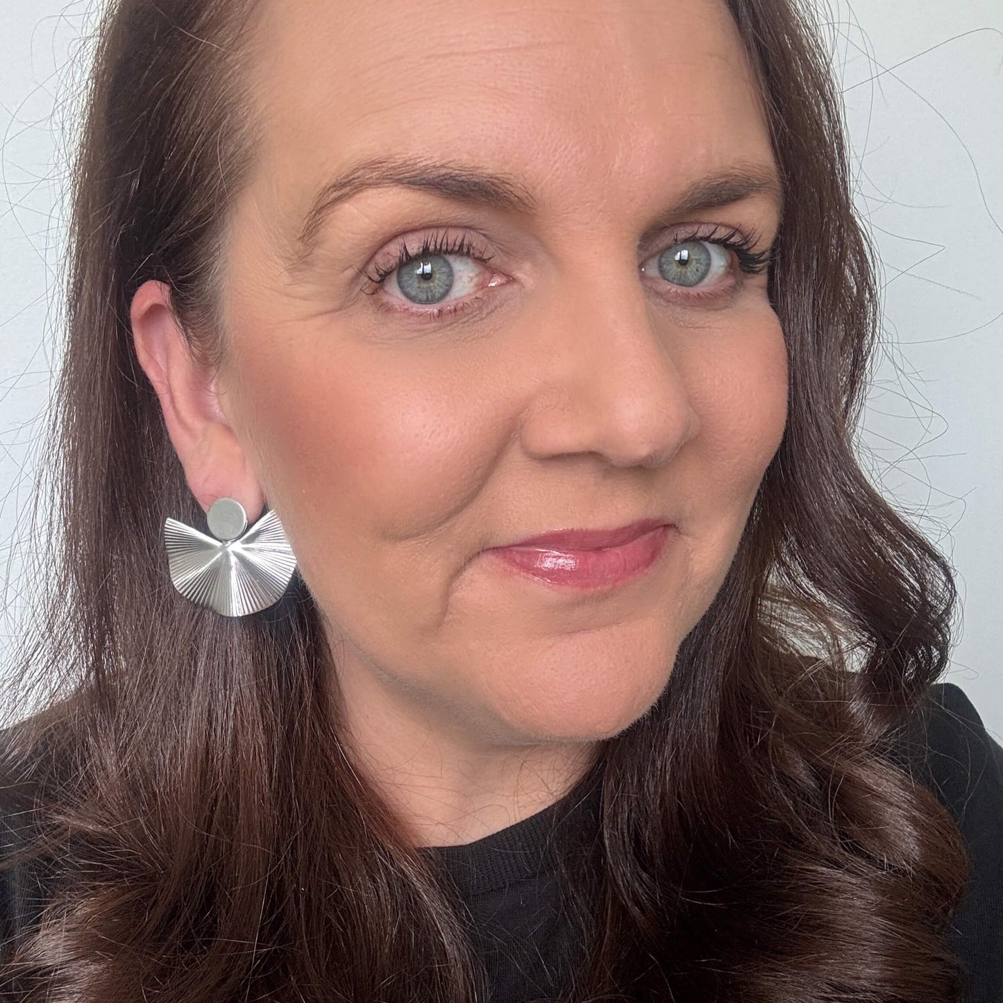 Silver Fan Studs // Metal Earrings