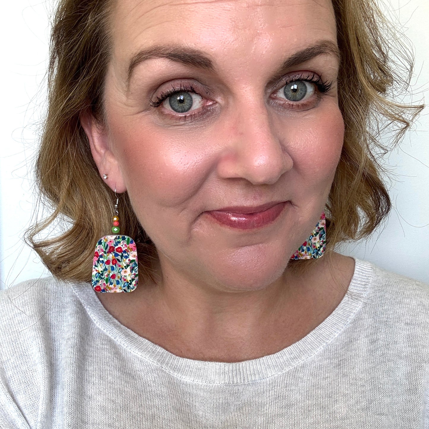 Beaded Bloom Dangles // Acrylic Hook Earrings