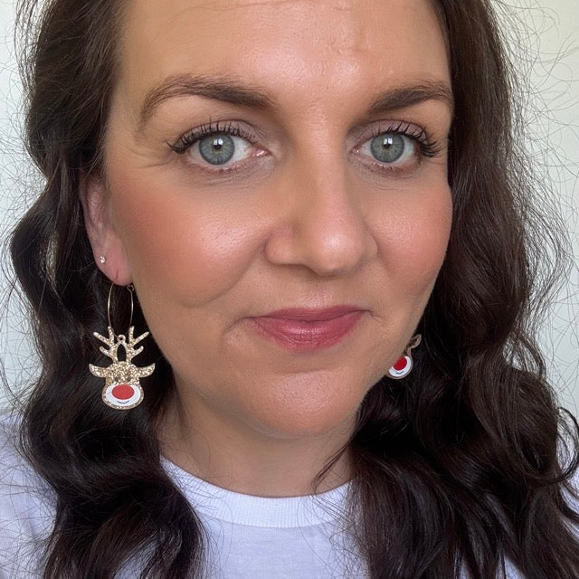 Reindeer Sparkle // Acrylic Hoop Earrings