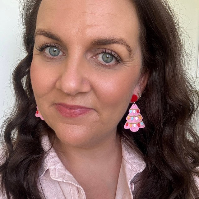 Pink Trees // Acrylic Stud Earrings