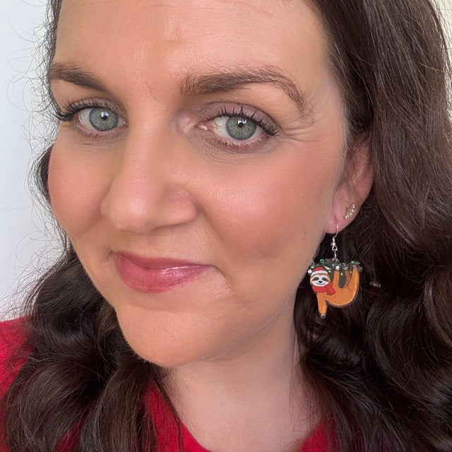 Christmas Sloths // Acrylic Earrings