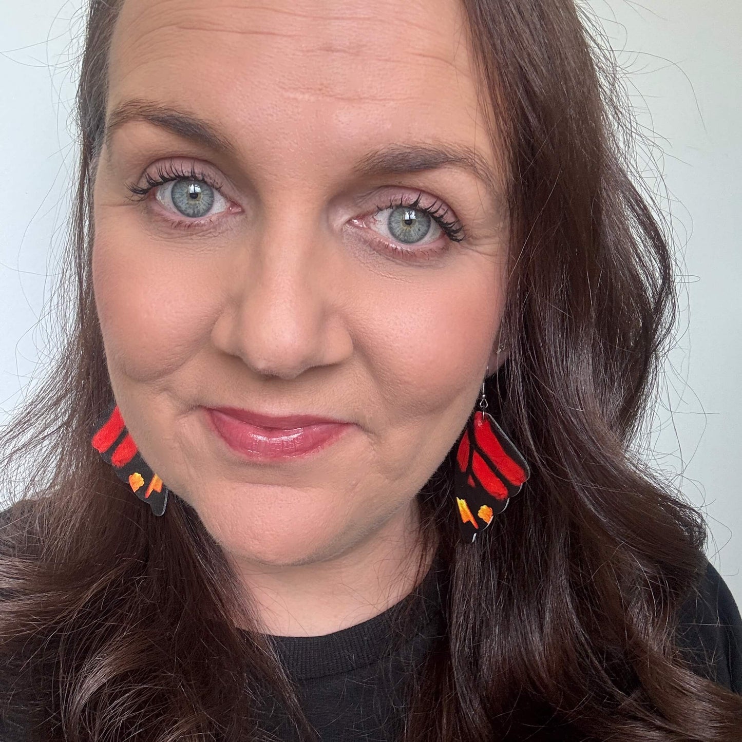 Red Butterfly Wings // Leather Earrings