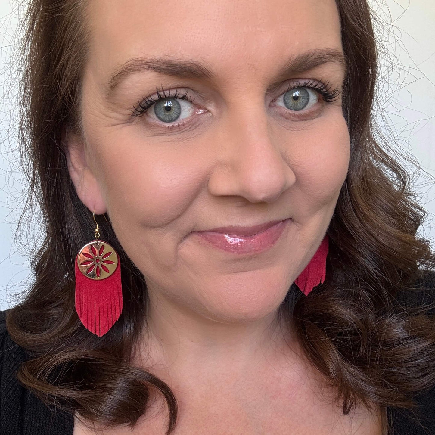 Red Glory Dangles // Leather Earrings
