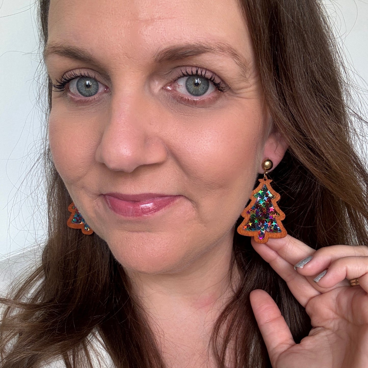 Sparkle Christmas Tree Studs // Timber Earrings