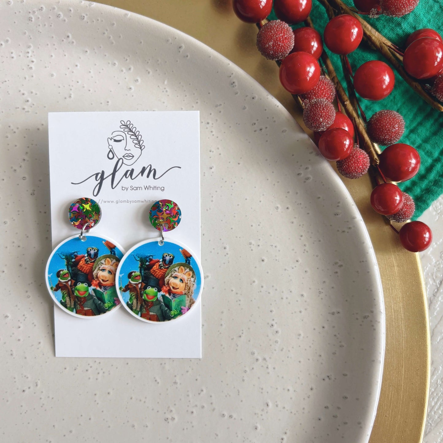 Christmas Pop Culture Stud Dangles // Planar Earrings