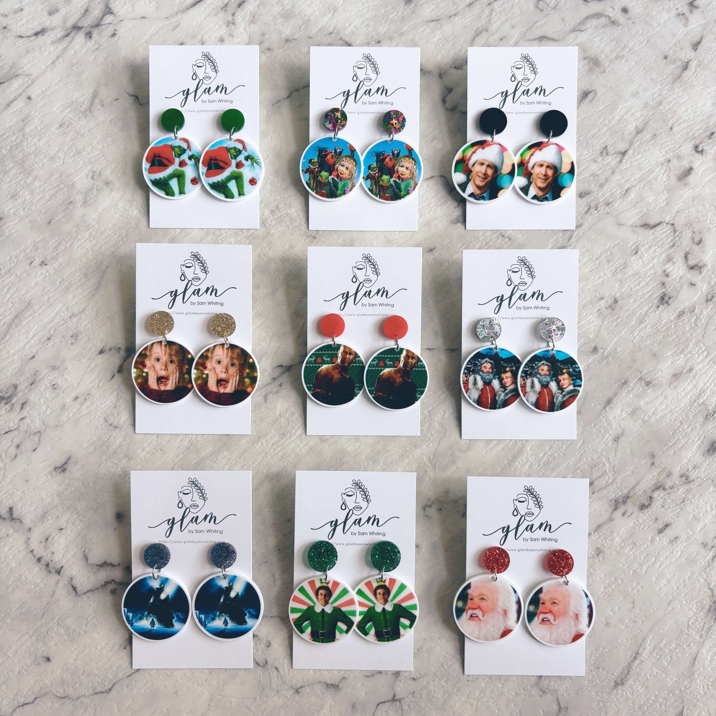 Christmas Pop Culture Stud Dangles // Planar Earrings