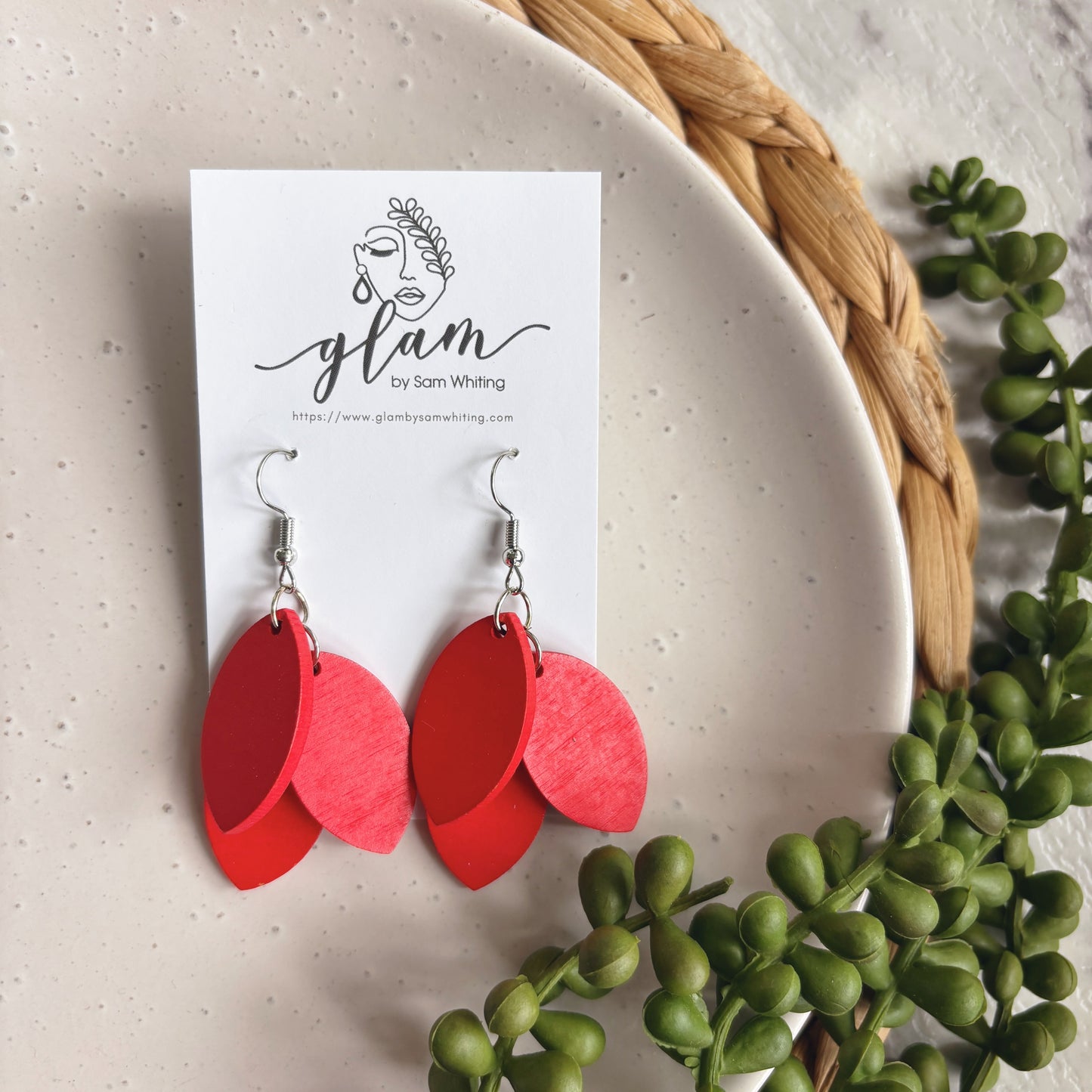 Red Triple Leaves // Timber Earrings