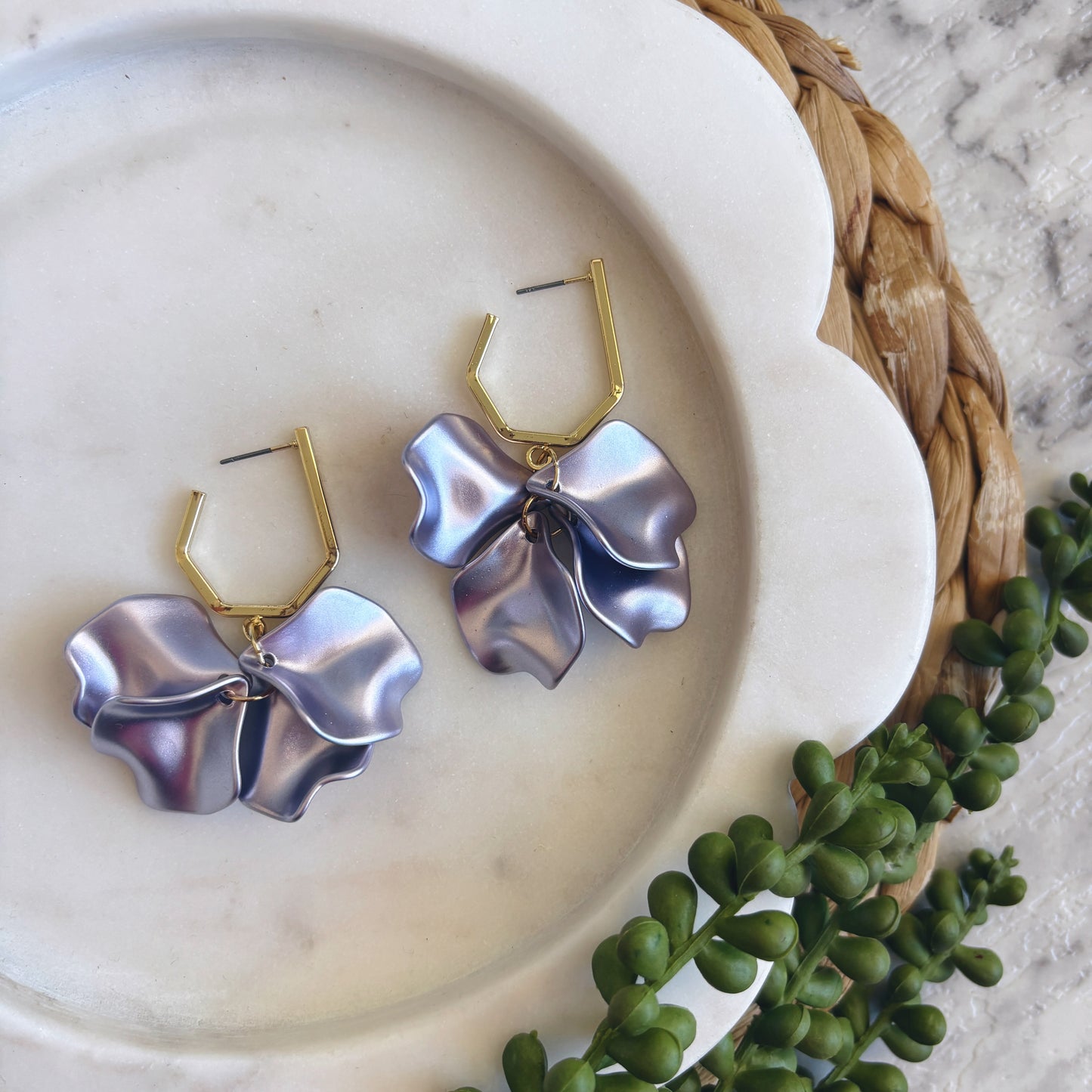 Lavender Petals // Clay Stud Dangles
