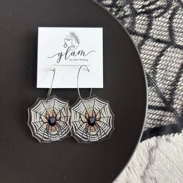 Widows Web // Acrylic Hoop Earrings
