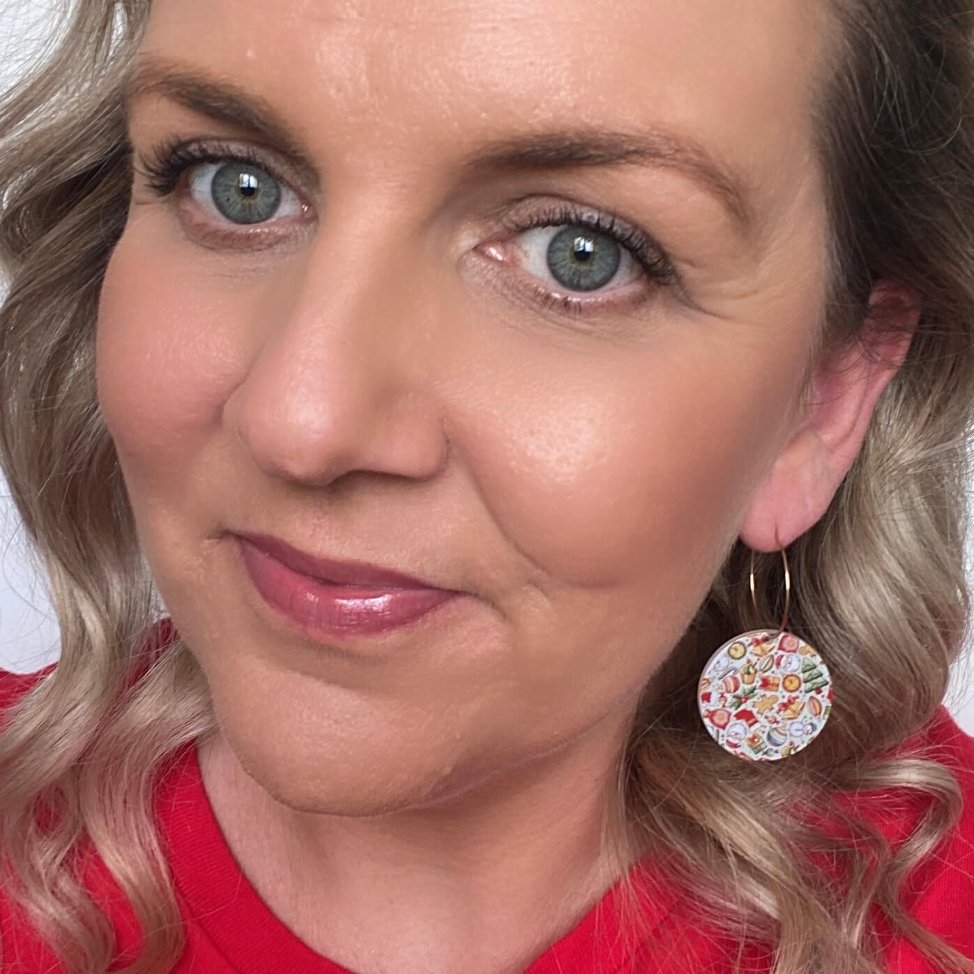Printed Christmas Hoops // Acrylic Earrings