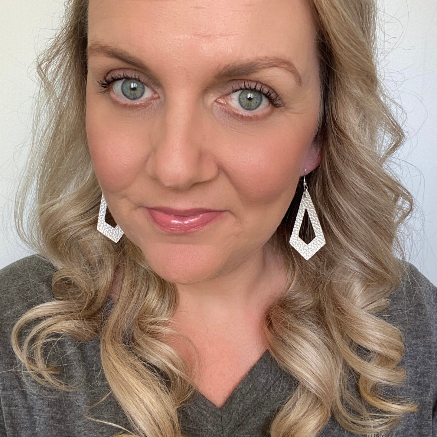 Ivory Diamond Drops // Leather Earrings