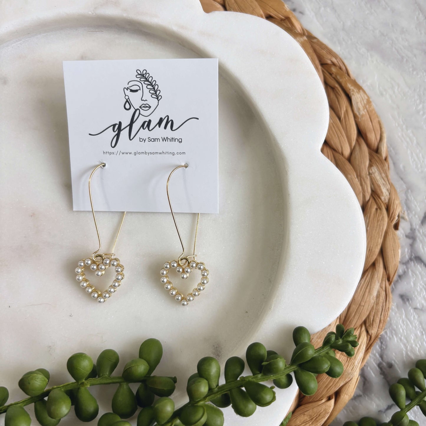 Gold French Pearl Hearts // Earrings