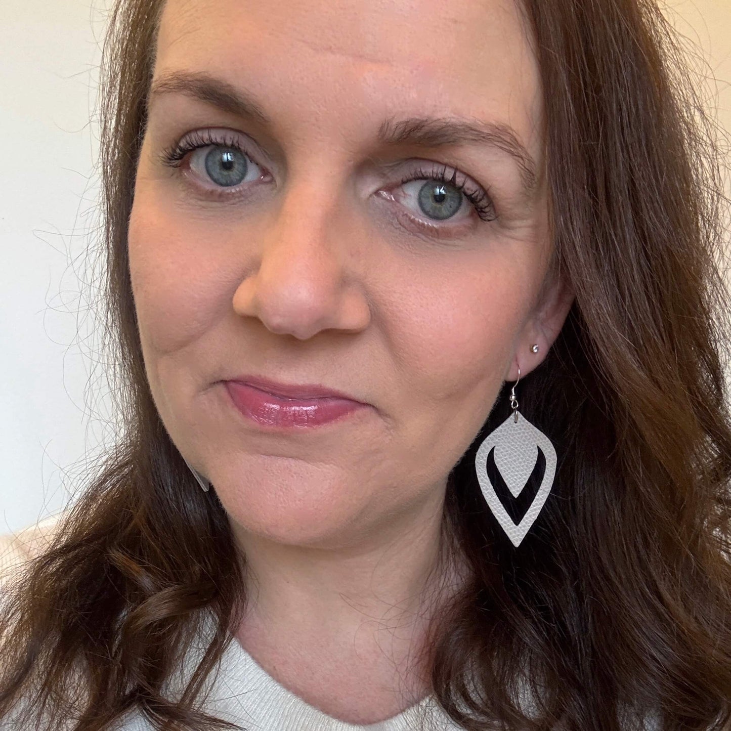 Taupe Marquise Dangles // Leather Earrings