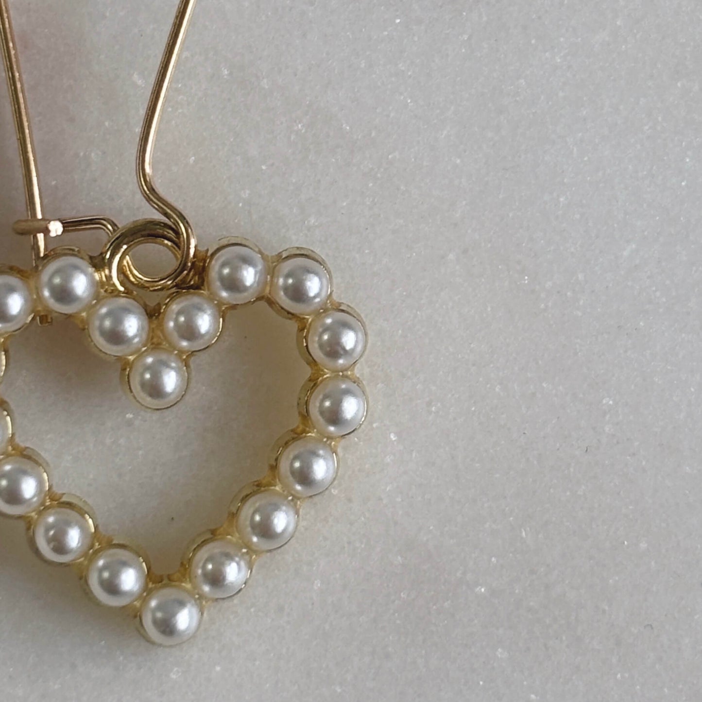 Gold French Pearl Hearts // Earrings