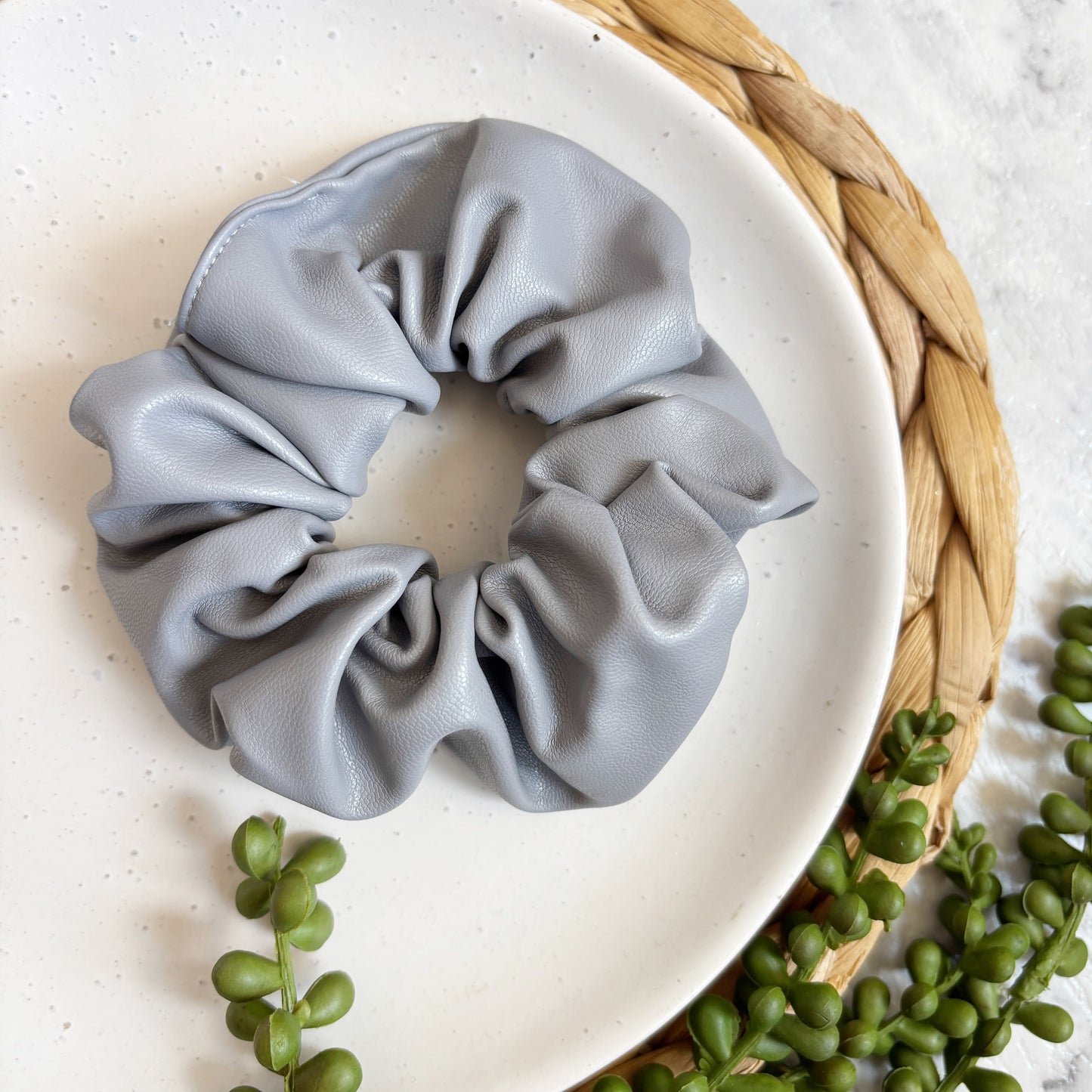 Grey Hair Scrunchie // Faux Leather
