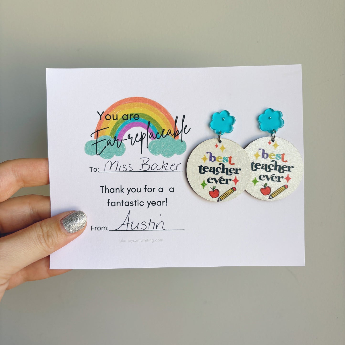 Teacher Earring Gift Tag Printable // Digital Download