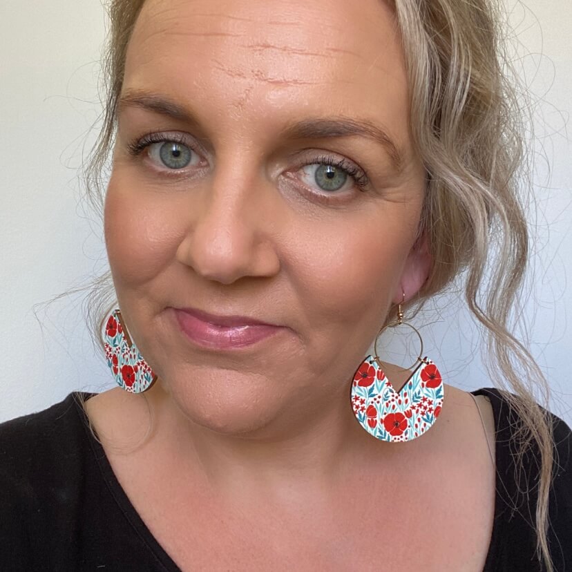 timber poppy dangle earrings on hook