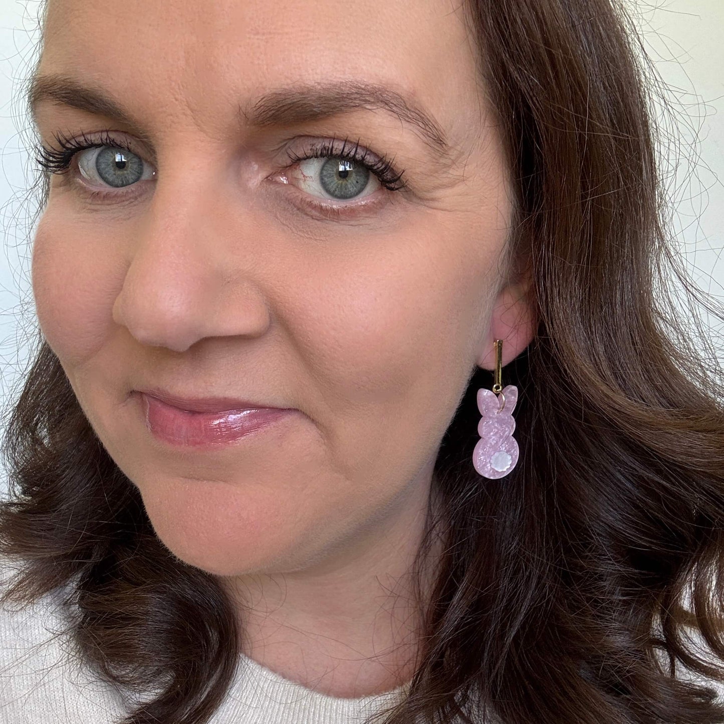 Pink Bunny Bar Studs // Acrylic Earrings