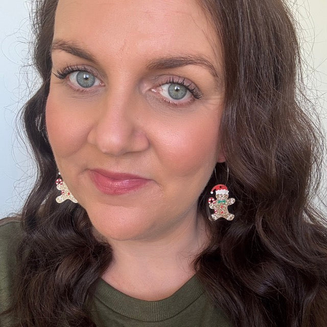 Gingerbread Man // Acrylic Hoop Earrings