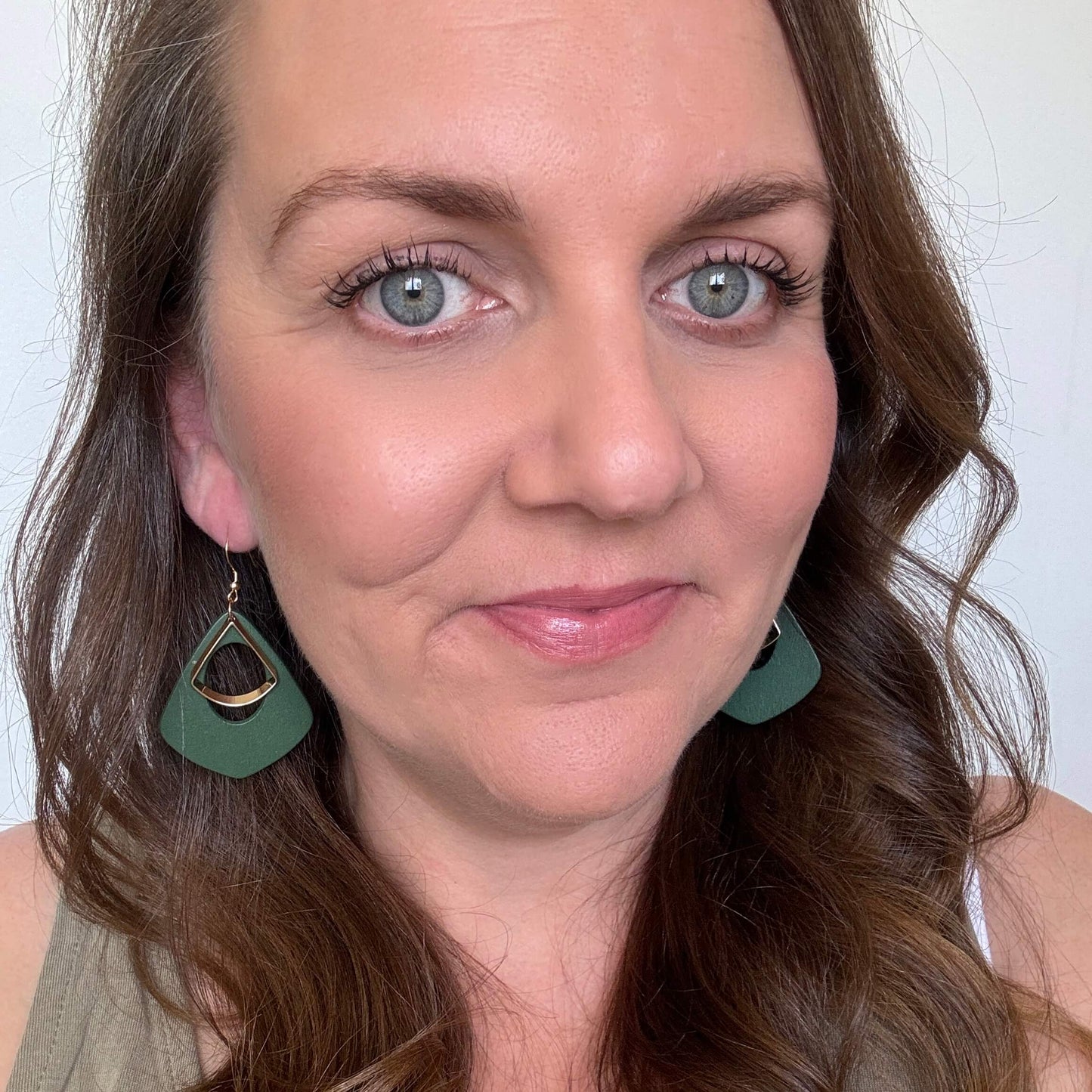 Green and Gold Dangles // Timber Earrings