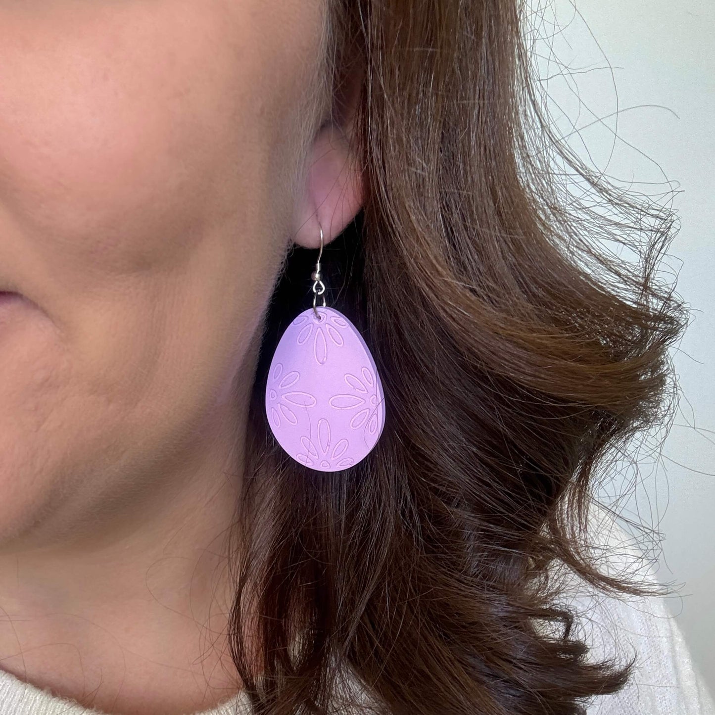 Purple Embossed Easter Eggs //  Clay Earrings