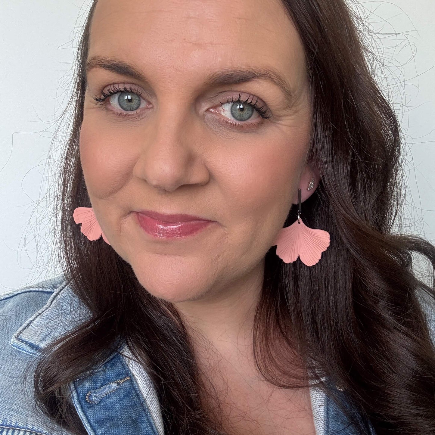 Peach Gingko Dangles // Clay Earrings