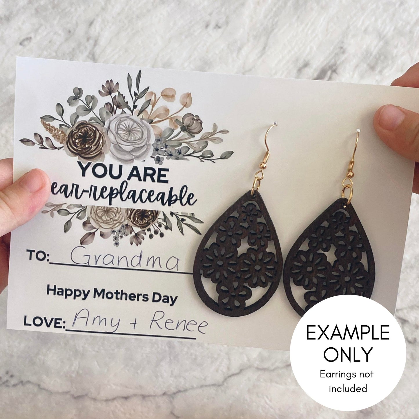 Mothers Day Earring Gift Tag Printable // Digital Download - Neutral