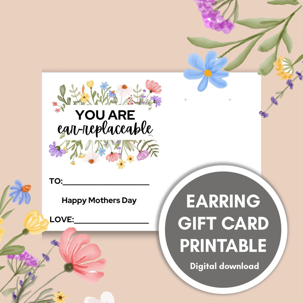 Mothers Day Earring Gift Tag Printable // Digital Download
