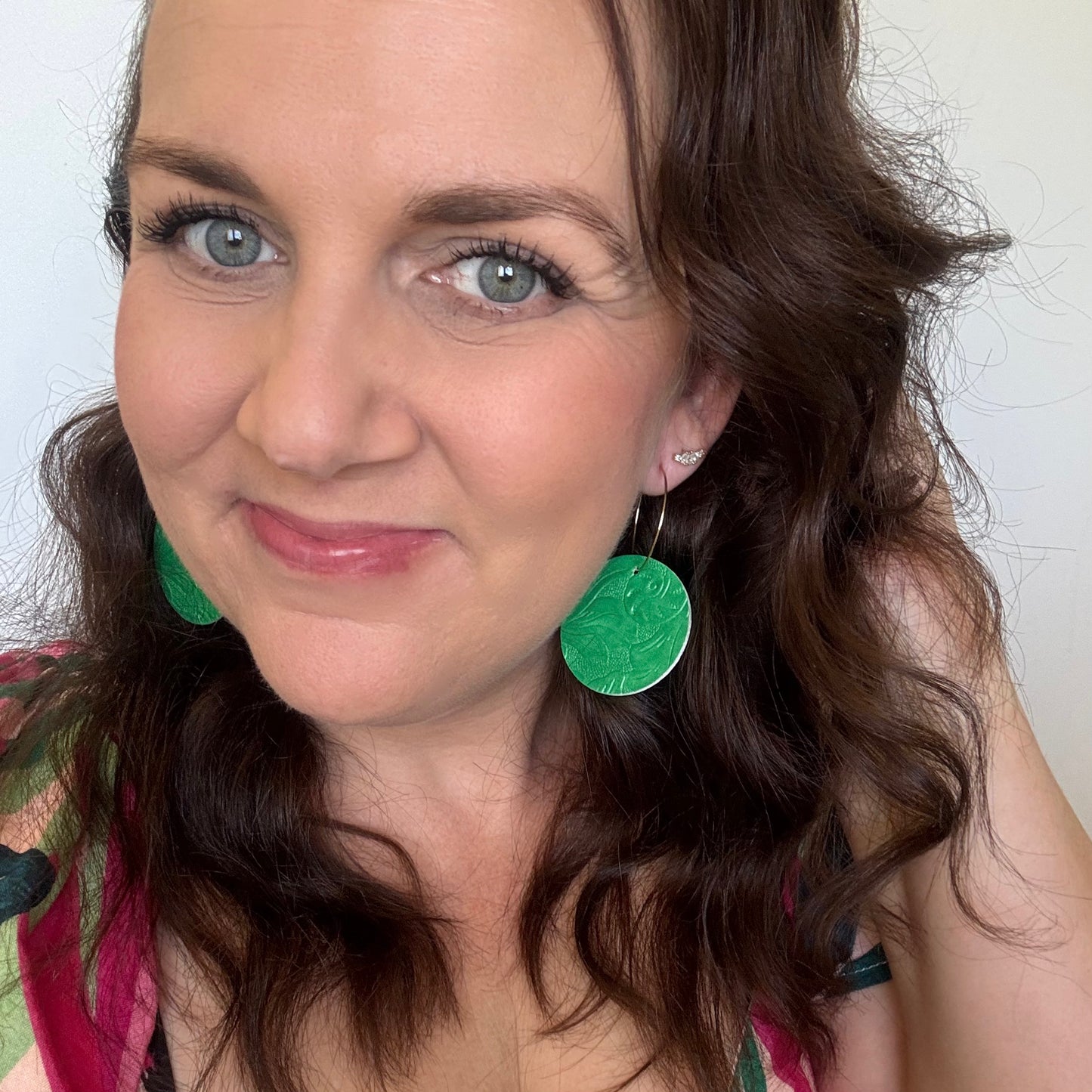 Willow Green // Leather Hoop Earrings