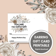 Load image into Gallery viewer, Mothers Day Earring Gift Tag Printable // Digital Download - Neutral

