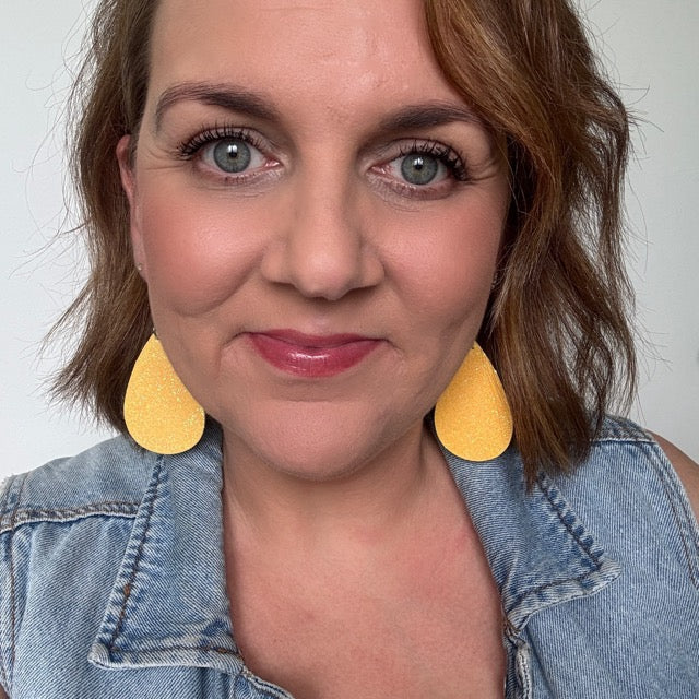 Marigold Teardrops // Leather Earrings