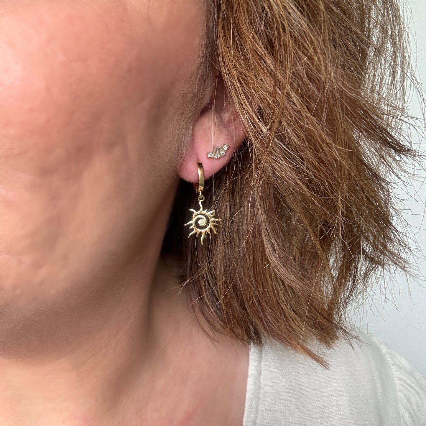 Solstice Sun Huggies // Charm Earrings