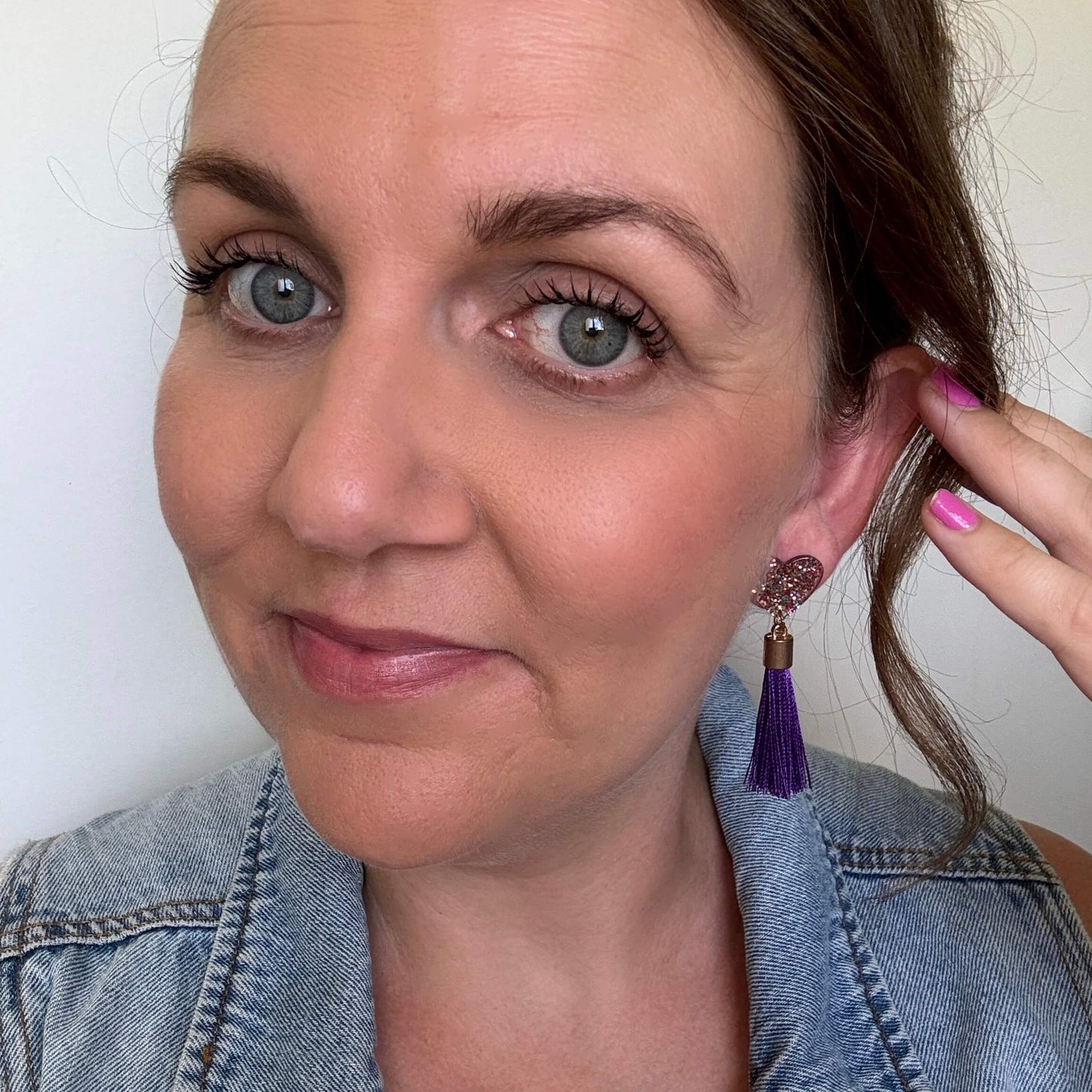 Heart Tassel // Stud Dangle Earrings