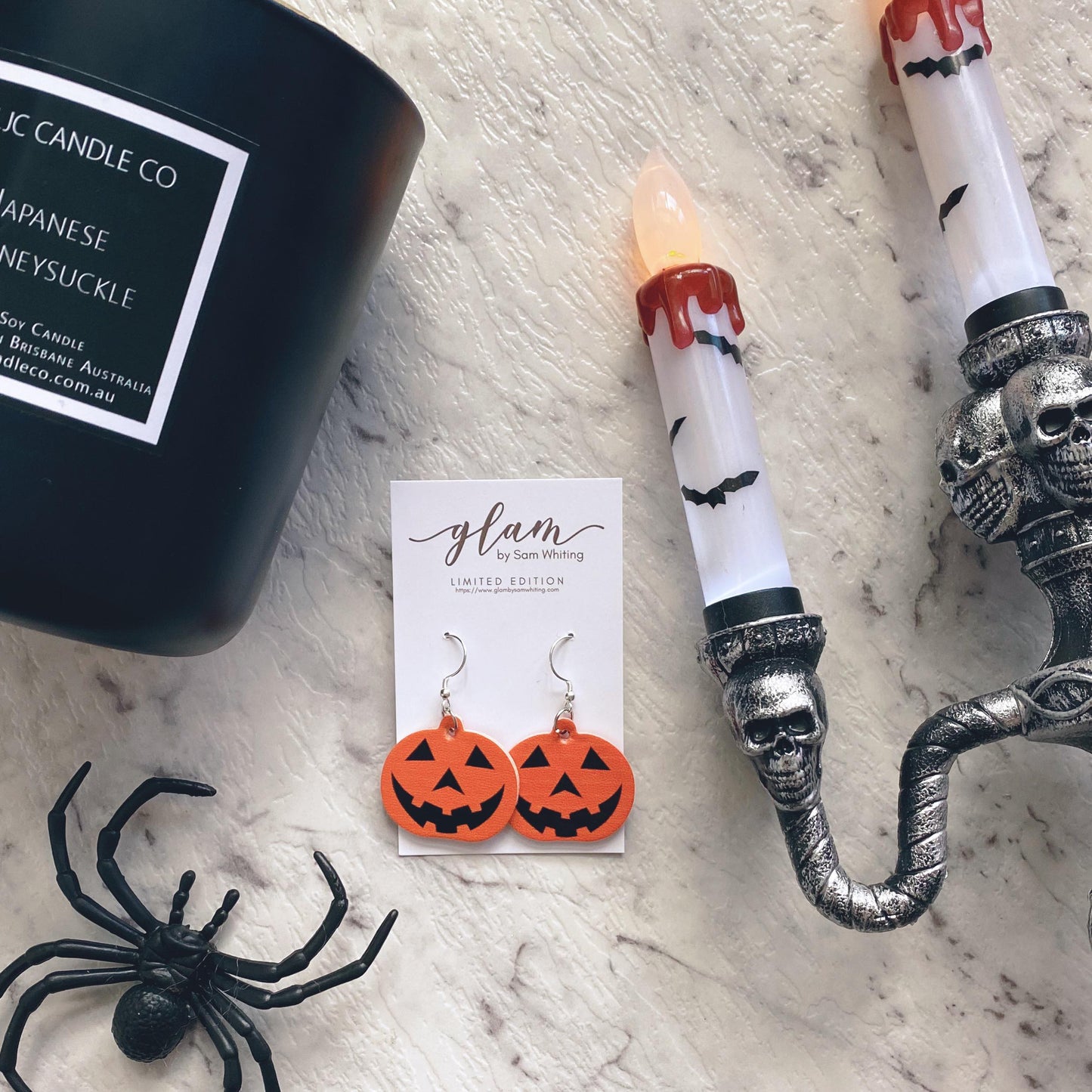 Pumpkin Dangles // Leather Earrings