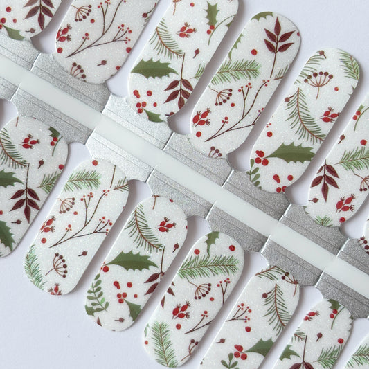 Holly christmas nail polish strips
