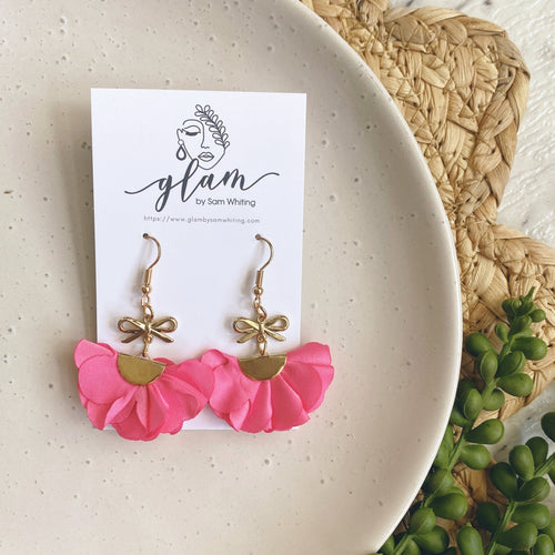 barbie pink flutter dangle earrings