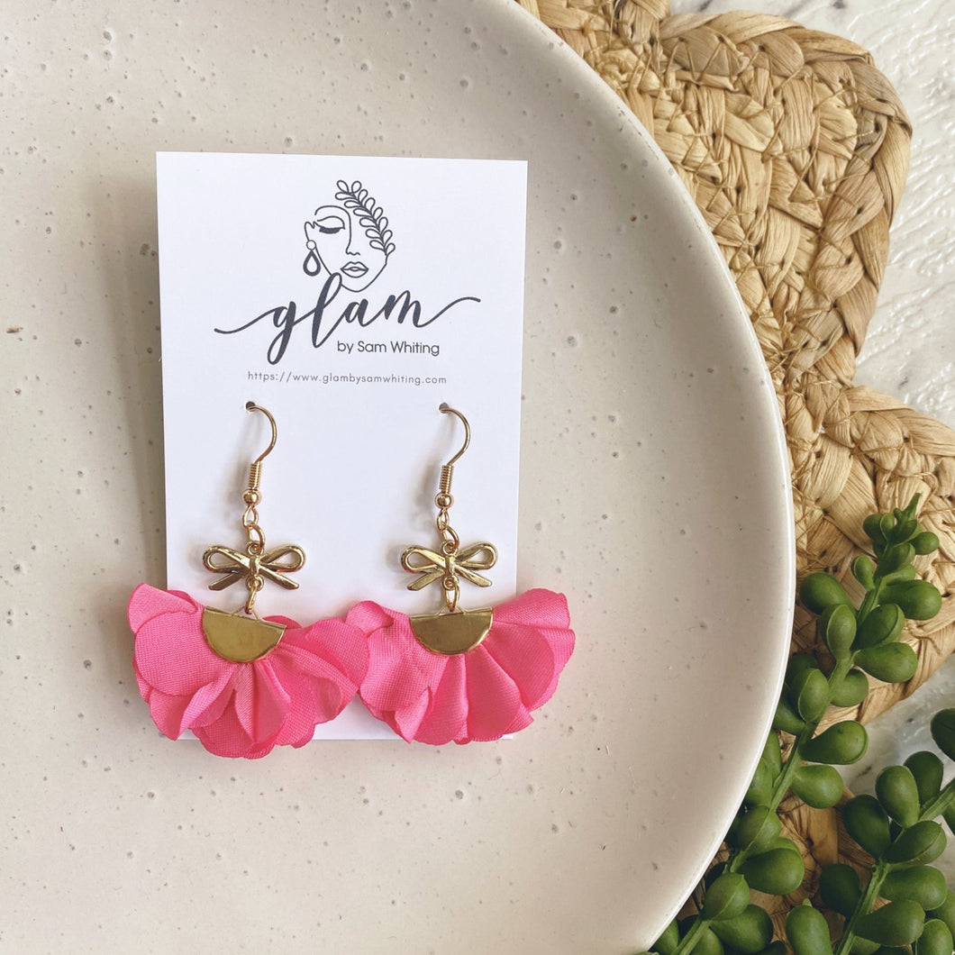barbie pink flutter dangle earrings