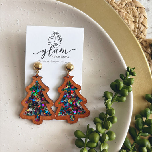 Sparkle Christmas Tree Studs // Timber Earrings