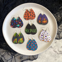 Load image into Gallery viewer, teardrop halloween leather earrings
