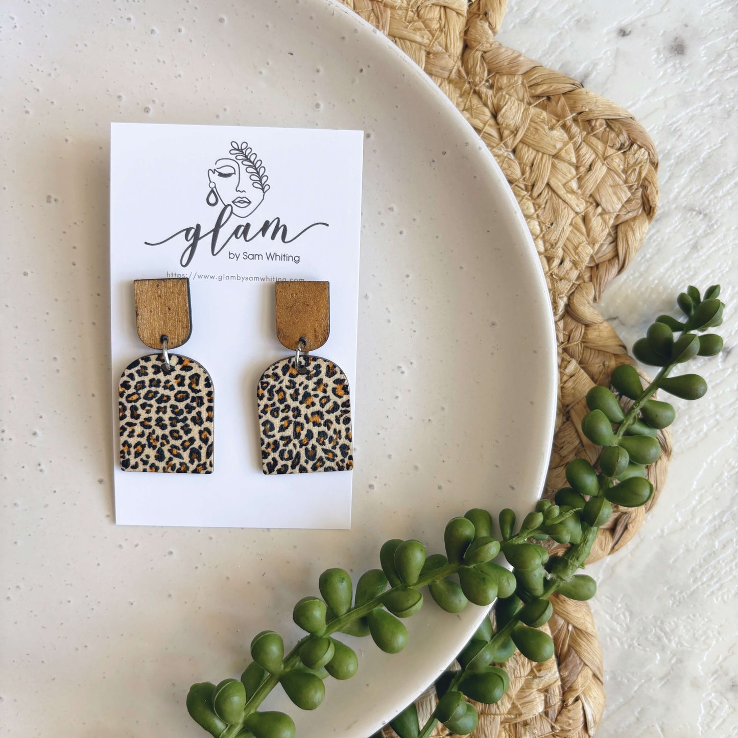 Leopard Arch Stud Dangles // Timber Earrings