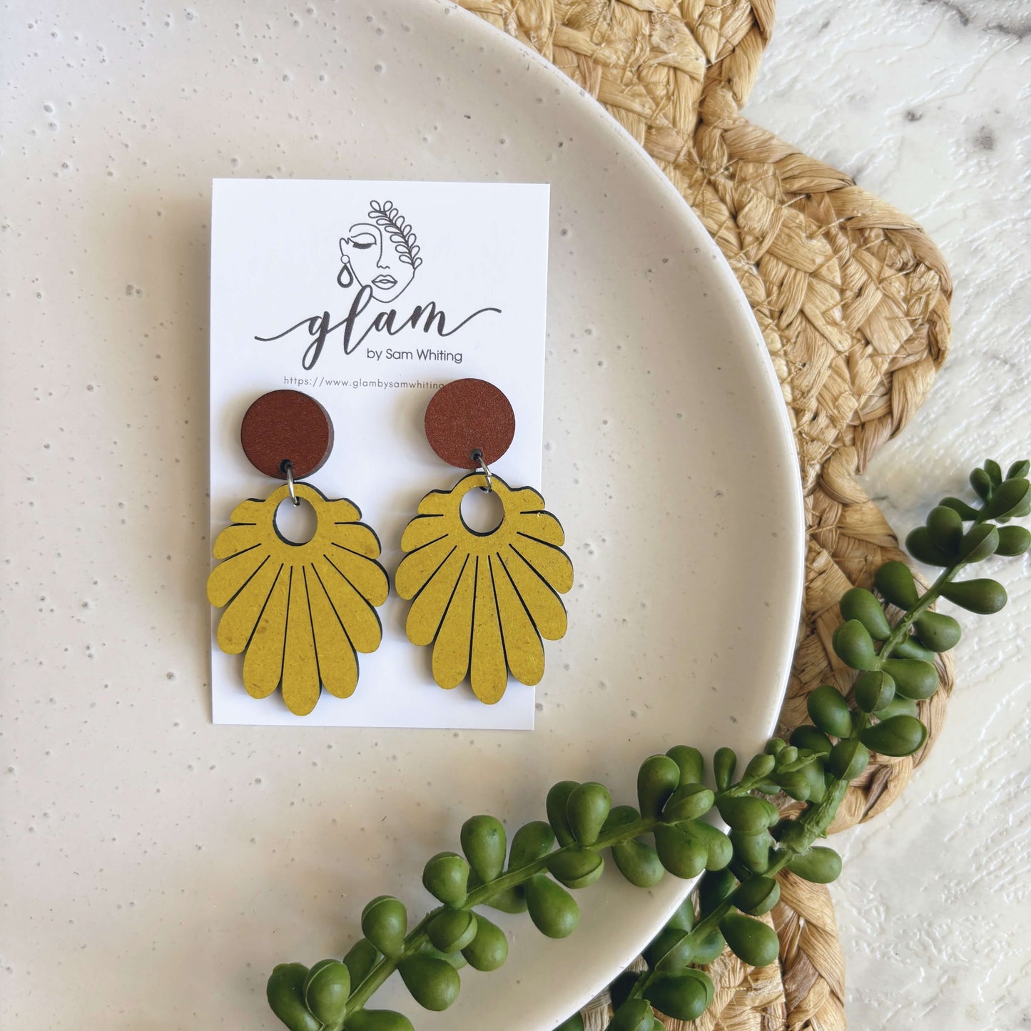Yellow Dangles // Timber Studs