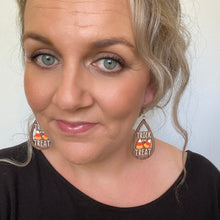 Load image into Gallery viewer, trick or treat Halloween Timber Earrings
