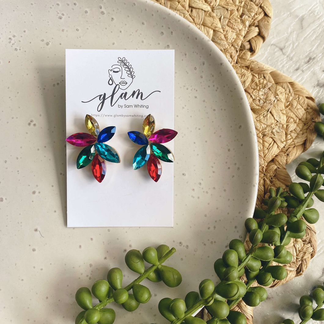 colourful gemstone stud earrings