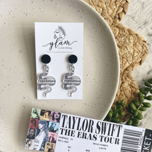 Load image into Gallery viewer, black and white snake stud earrings for taylor swift reputation era tour
