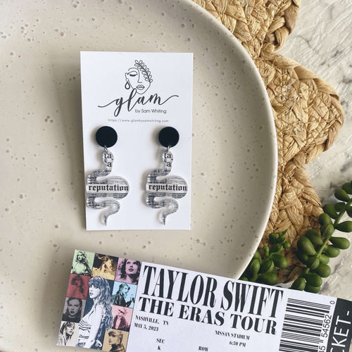 black and white snake stud earrings for taylor swift reputation era tour
