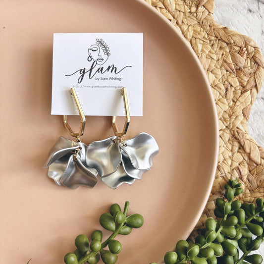 Silver Petals // Clay Earrings