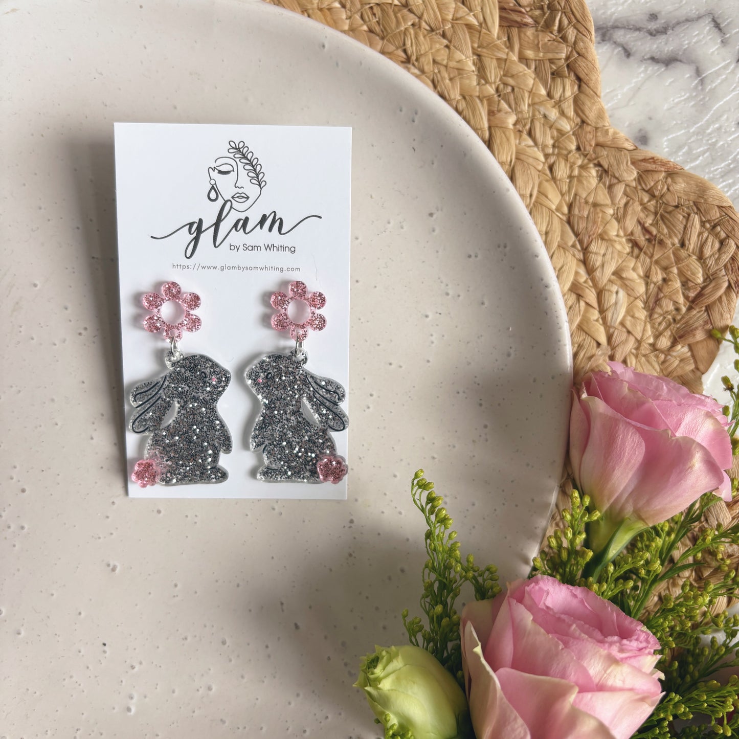 Bunny in Bloom// Acrylic Stud Earrings