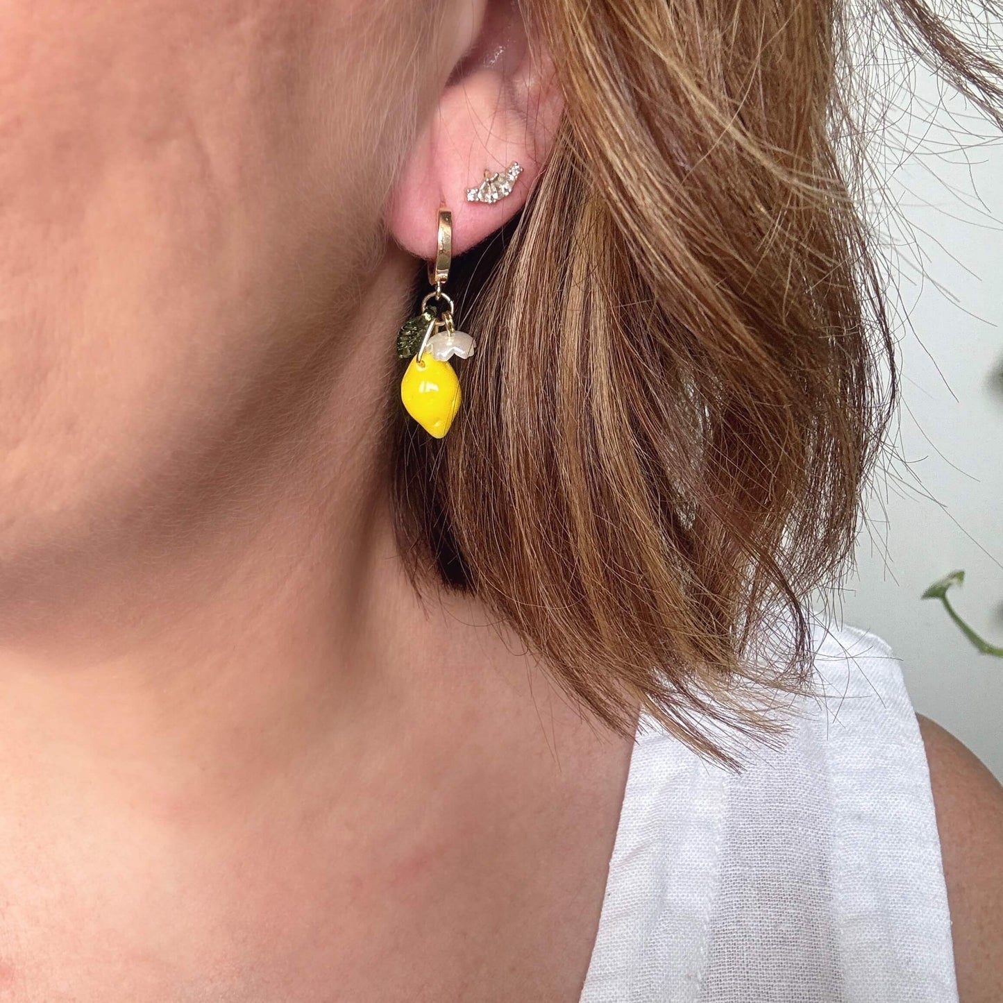 Limoncello Huggies // Charm Earrings