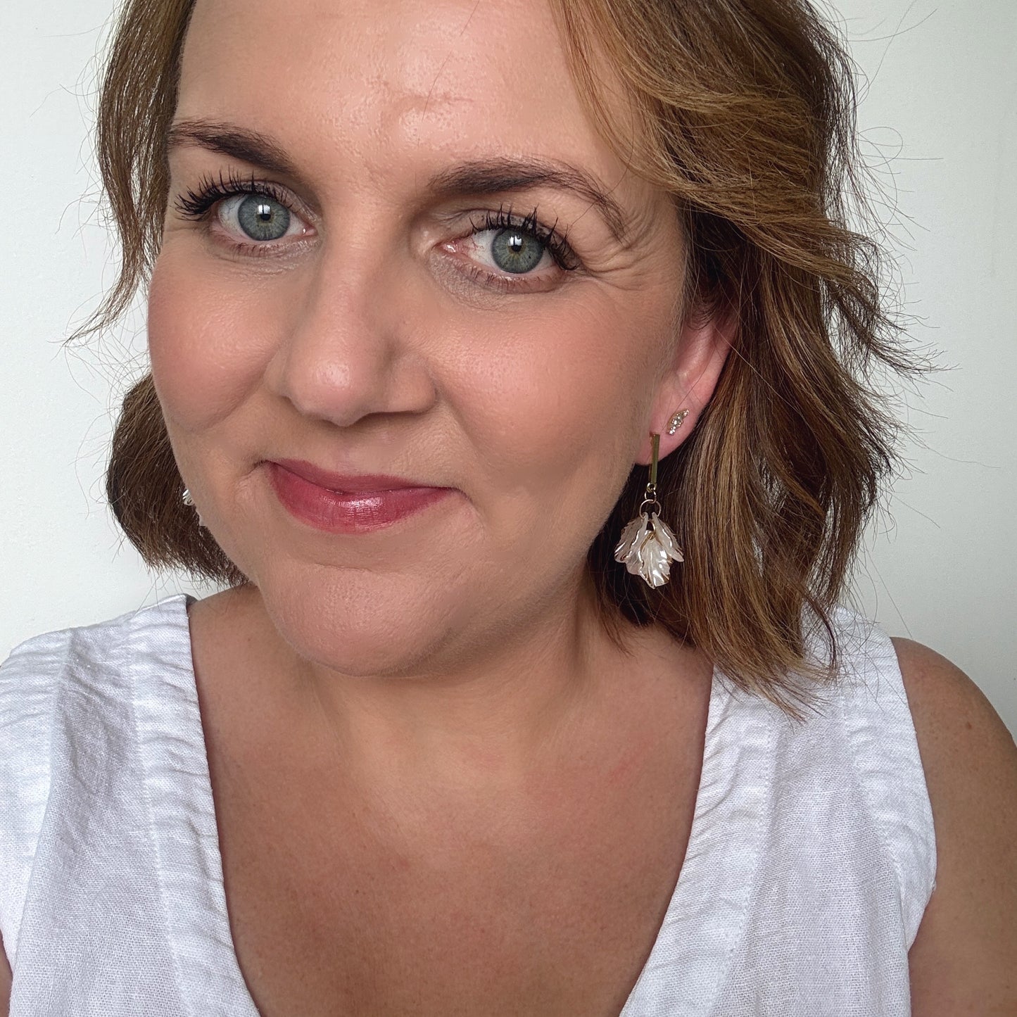 White Shell Dangles // Stud Earrings