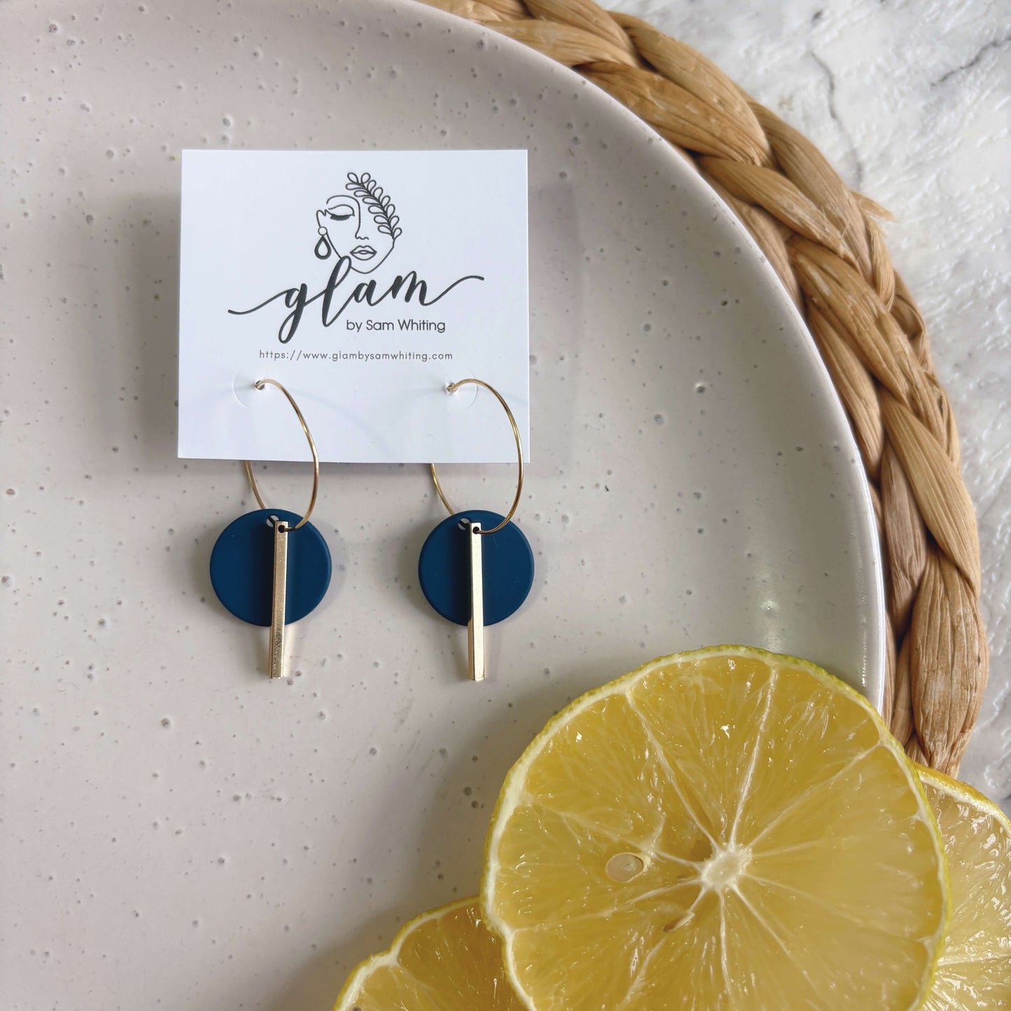 Navy Villa Dangles // Hoop Earrings